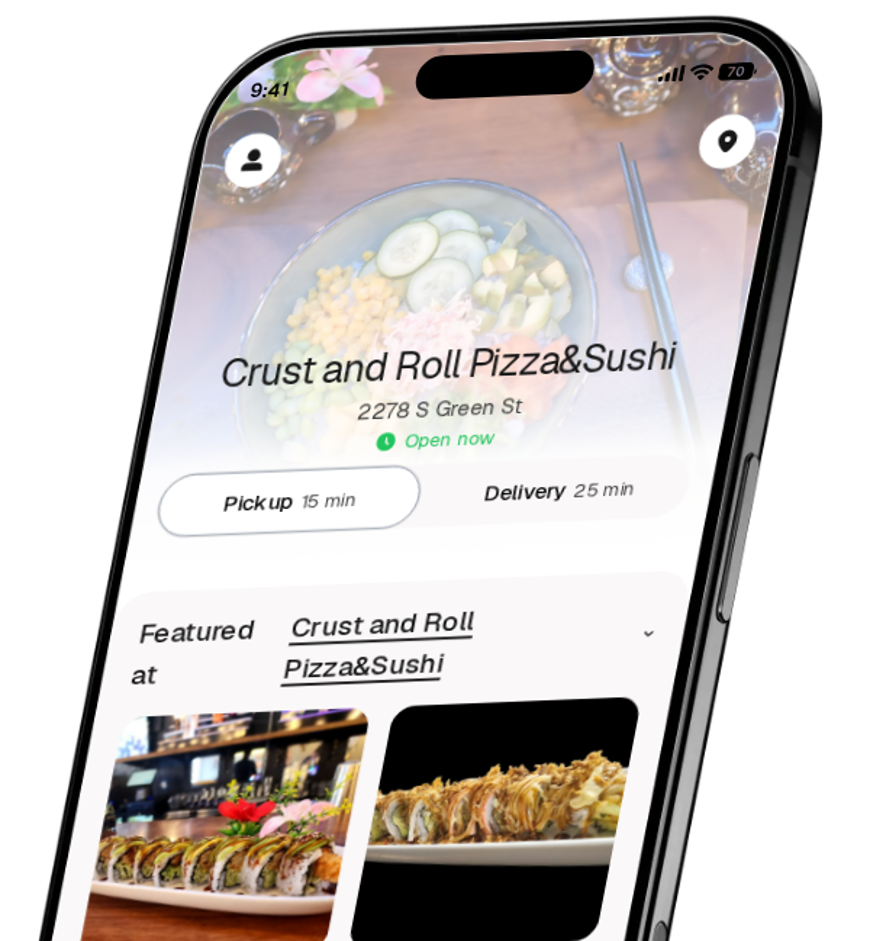 Crust and Roll Pizza&Sushi app preview